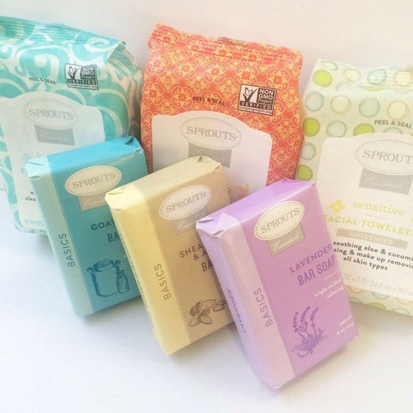 SPROUTS VARIETY LOT FACIAL TOWELETTES + BAR SOAPS - Picture 2 of 10